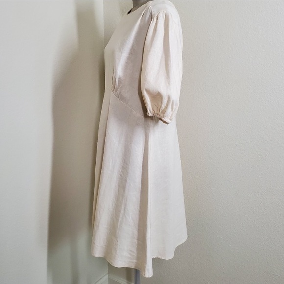 Asos Design Linen Mini Dress With Puff Sleeves - Picture 4 of 9